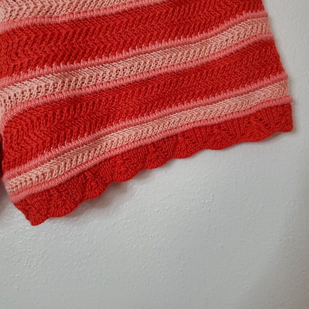 Madden NYC Shorts Women's Knit Pull On Waist Coral Knit Crochet Trim Tie Waist - Picture 7 of 10